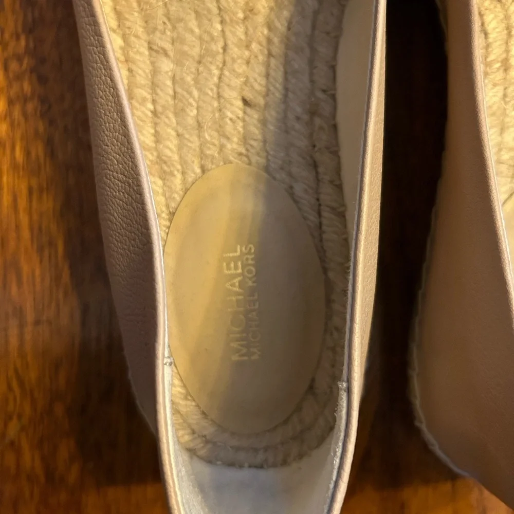 Michael Kors Pink & Black Leather Kendrick Toe Cap Espadrilles Slip On S…